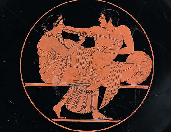 Weinschale (Kylix) aus Athen; Ton; um 500 v. Chr. Inv. BS 489.