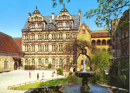 Heidelberg, Schlosshof mit Friedrichsbau