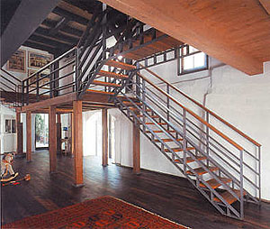 Langmühle in Langenau. neue Treppe im Mahlboden