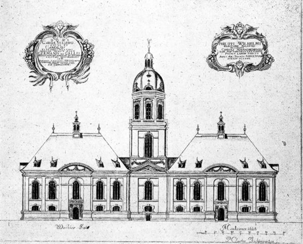 Mannheim. Deutsche und wallonische reformierte Doppelkirche, Planansicht aus der Zeit des Kurfürsten Karl Philipp (um 1717). Abb. in Badische Heimat 37 (1957) S. 80