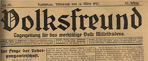 Titelzeile des Volksfreunds