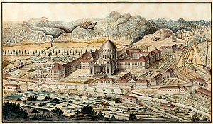 Ansicht der Abtei St. Blasien, um 1790. Museum im Benediktinerstift St. Paul in Kärnten. Foto: Eb. Ordinatiat Freiburg, Aufnahme Michael Eckmann