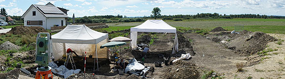 Übersicht über die Grabung mit Blick Richtung Federsee