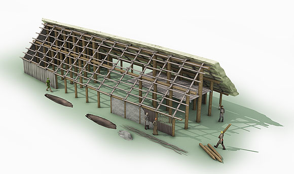 Ein typischer Hausgrundriss der Linearbandkeramik, Quelle: LAD