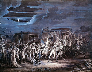 Der Rastatter Gesandtenmord. Zeichnung 19. Jh. PD