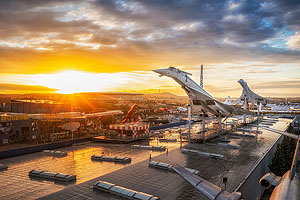Exponate im Museum: Überschalljets Concorde F-BVFB und Tupolev Tu-144